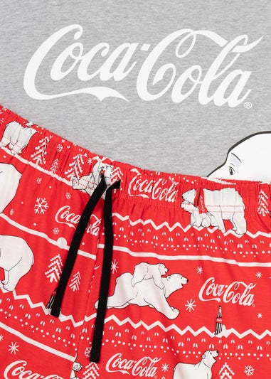 Coca Cola Logo Adults Grey Shortie Pyjama Set