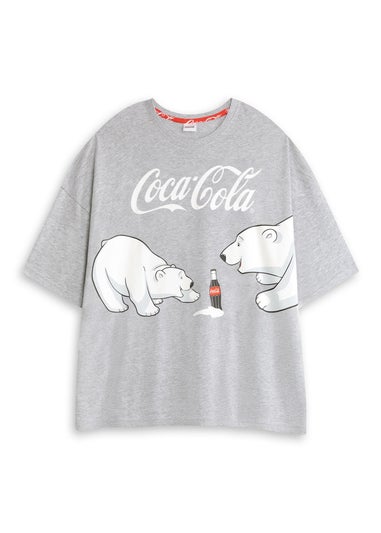 Coca Cola Logo Adults Grey Shortie Pyjama Set