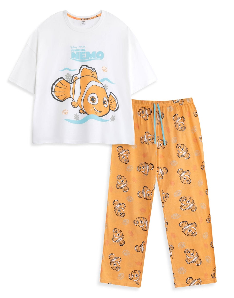 Vanilla Underground Disney Finding Nemo Adults White Short Sleeve Long Leg Pyjama Set