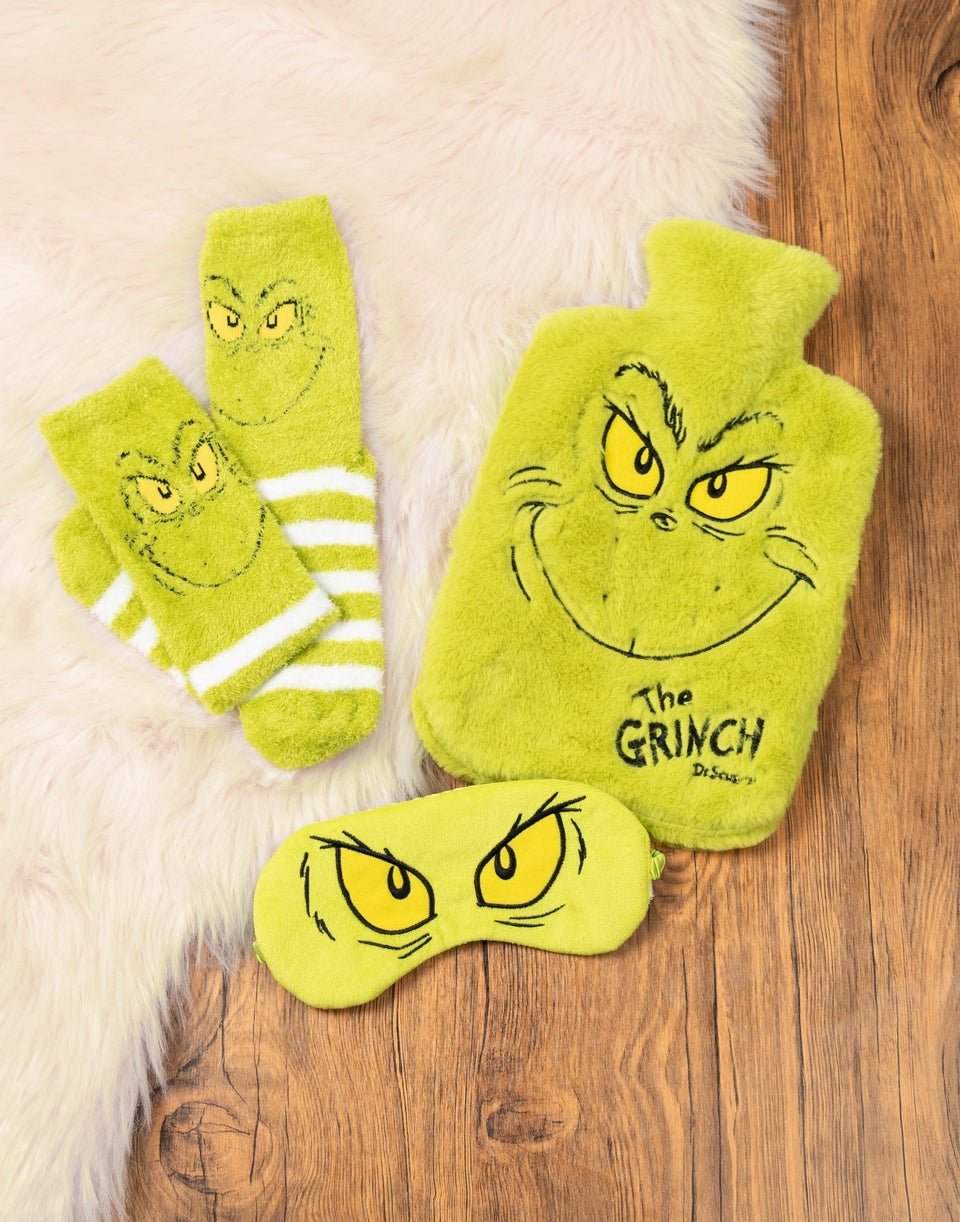 Vanilla Underground The Grinch Character Green Hot Water Bottle Gift Set