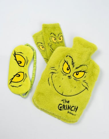 Grinch Character Adults Green Hot Water Bottle Gift Set