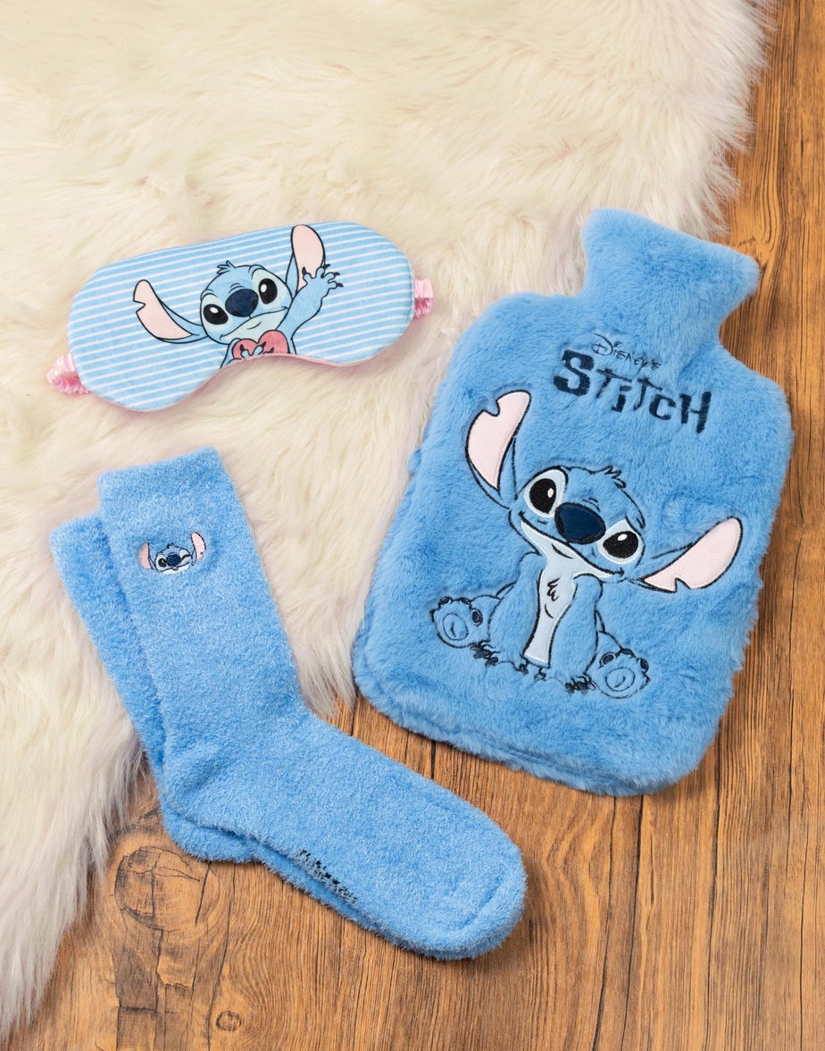 Disney Stitch Adults Blue Hot Water Bottle Gift Set