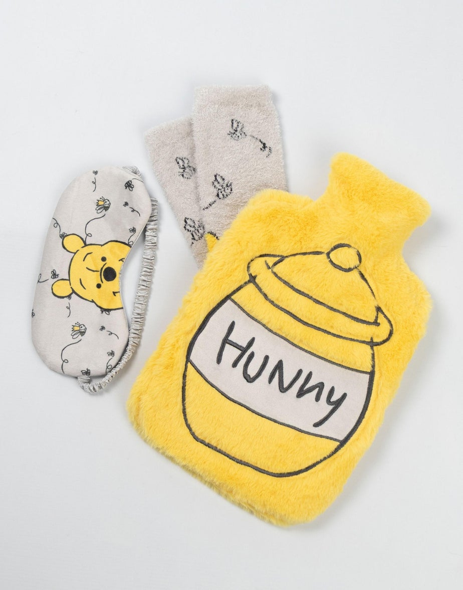 Disney Winnie The Pooh Adults Yellow Hot Water Bottle Gift Set