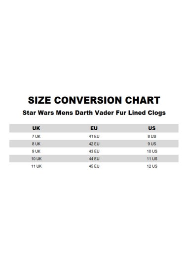 Star Wars Darth Vader Fur Lined Adults Black Clogs - 11 UK