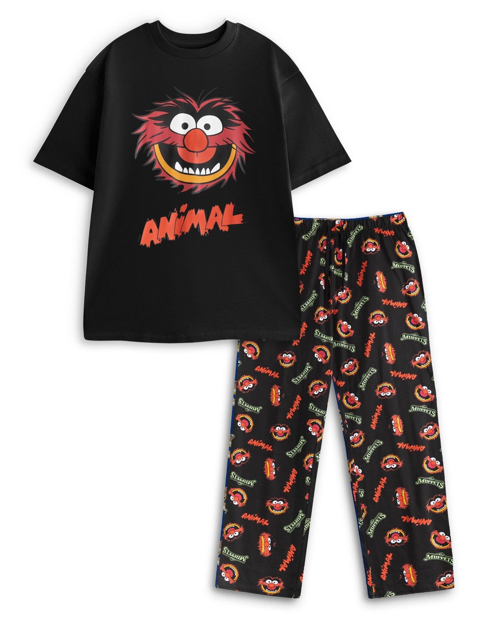 Vanilla Underground Sesame Street Muppets Adults Black Short Sleeve Pyjama Set