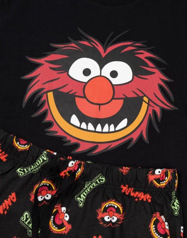 Vanilla Underground Sesame Street Muppets Adults Black Short Sleeve Pyjama Set