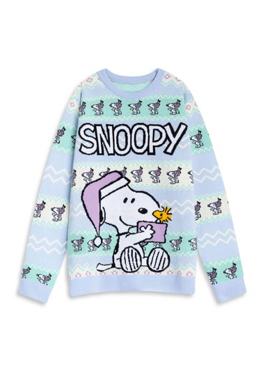 Peanuts Snoopy Adults Blue Christmas Jumper