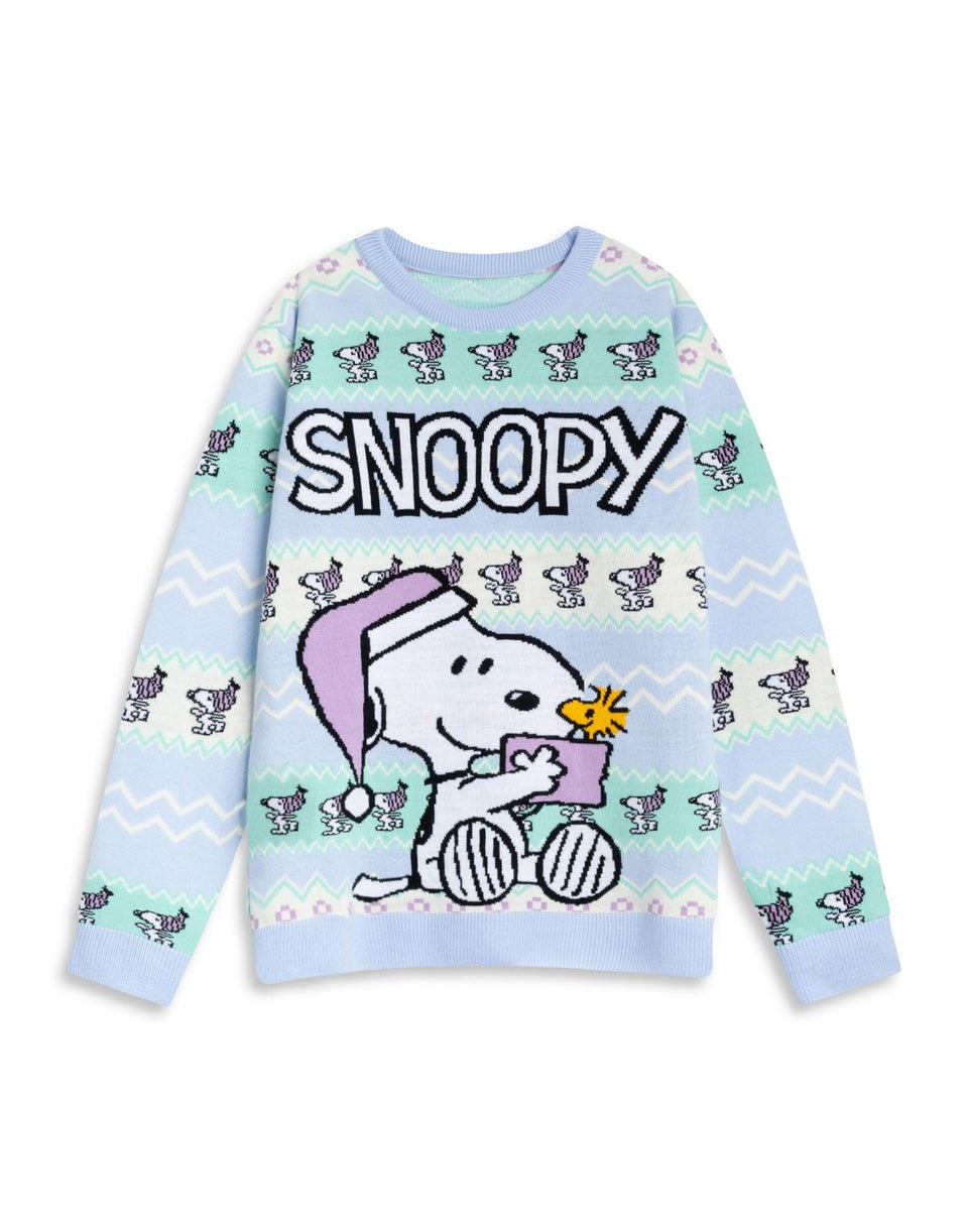 Peanuts Snoopy Adults Blue Christmas Jumper