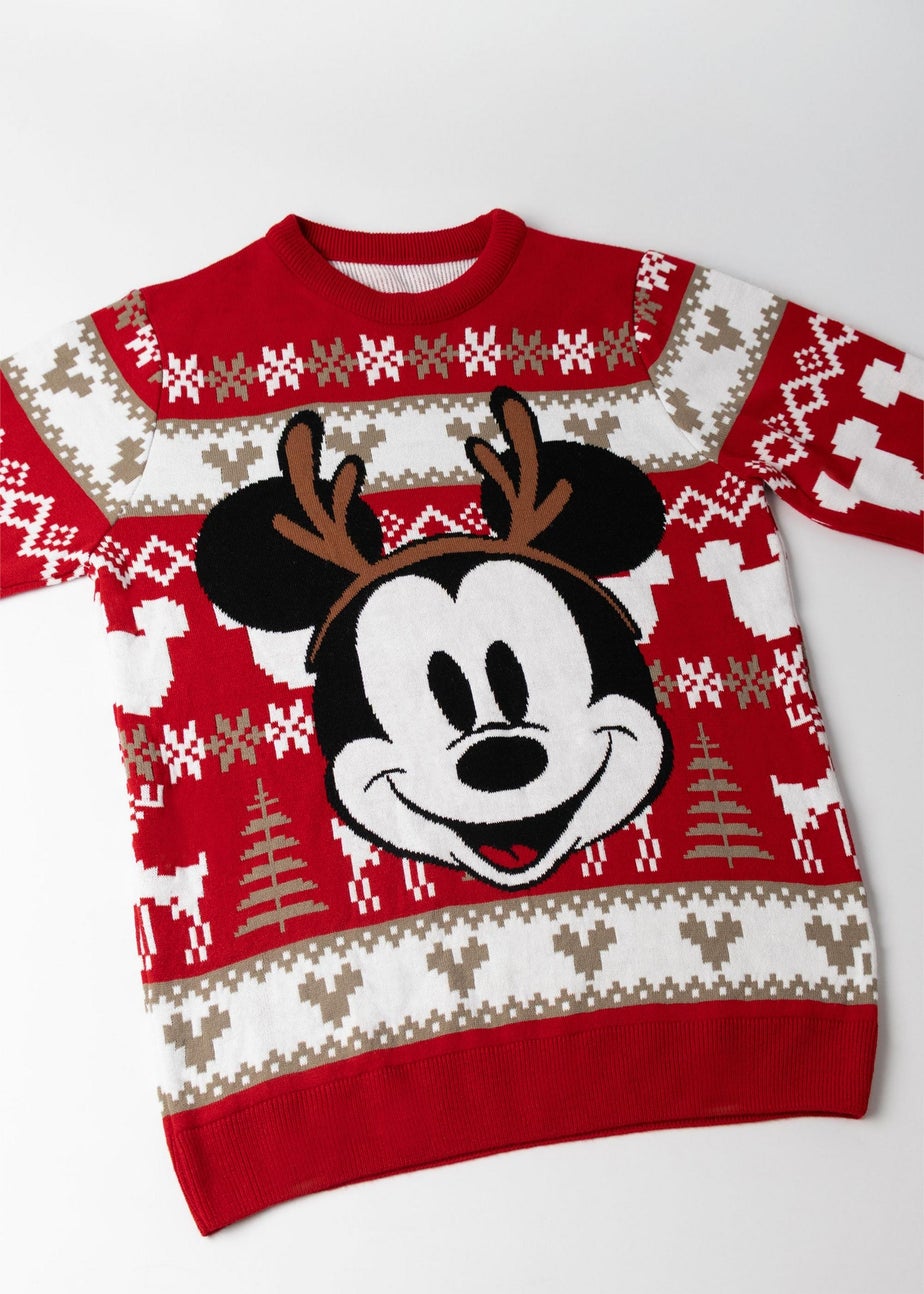 Disney Mickey Mouse Adults Red Christmas Jumper