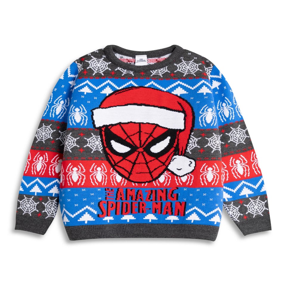 Spiderman Kids Grey Christmas Jumper (2-8yrs)