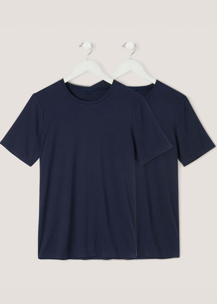 Cotton Traders Dark Blue 2 Pack Thermal Short Sleeve Tops