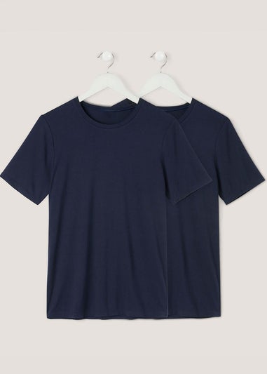 Cotton Traders Dark Blue 2 Pack Thermal Short Sleeve Tops