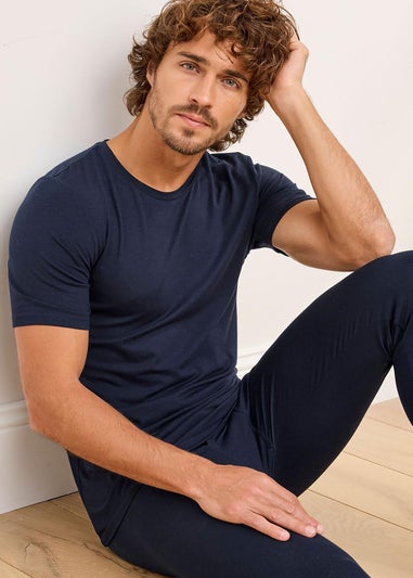 Cotton Traders Dark Blue 2 Pack Thermal Short Sleeve Tops