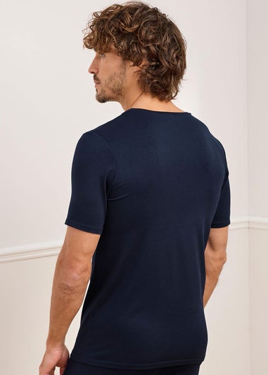 Cotton Traders Dark Blue 2 Pack Thermal Short Sleeve Tops