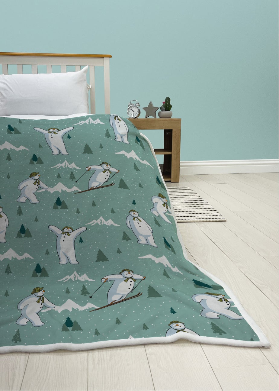 The Snowman Smile Blue Sherpa Fleece Blanket