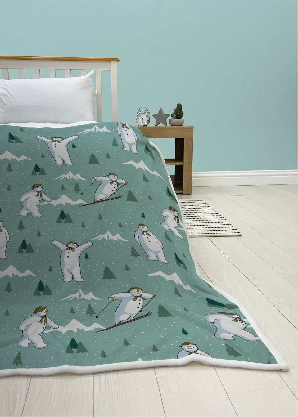 The Snowman Smile Blue Sherpa Fleece Blanket