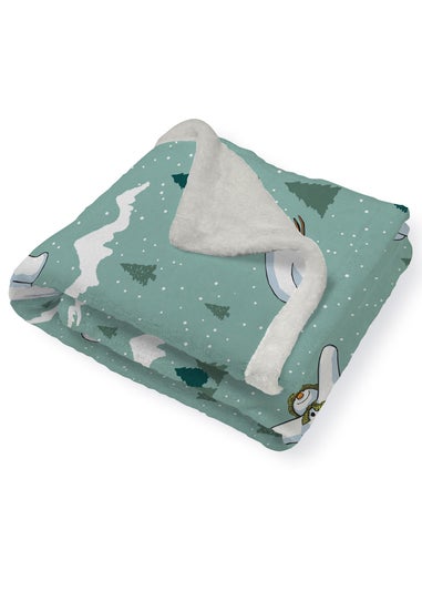 The Snowman Smile Blue Sherpa Fleece Blanket