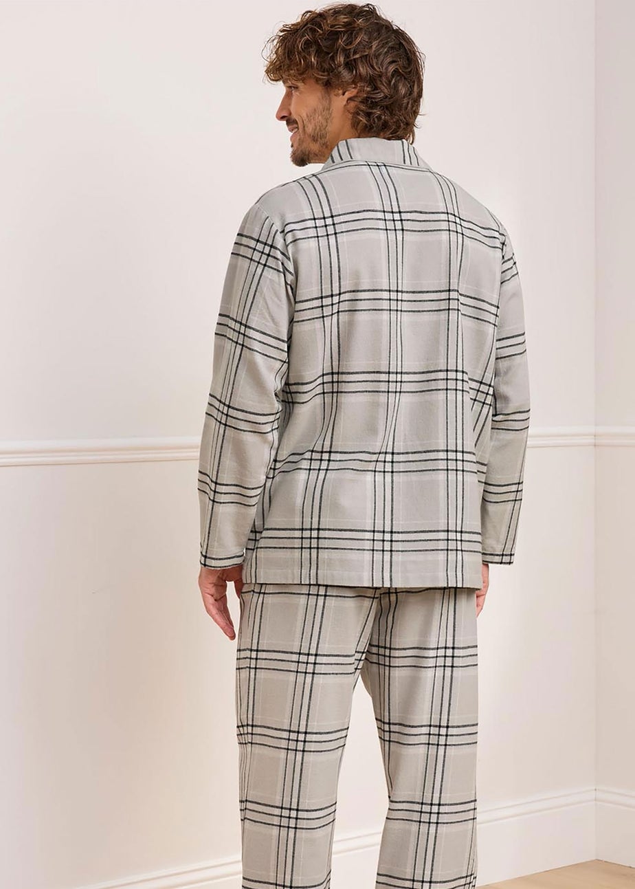 Cotton Traders Grey Brushed Cotton Long Sleeve PJ Set