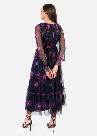 Anaya With Love Floral Faux Wrap Long Sleeve Midaxi Dress
