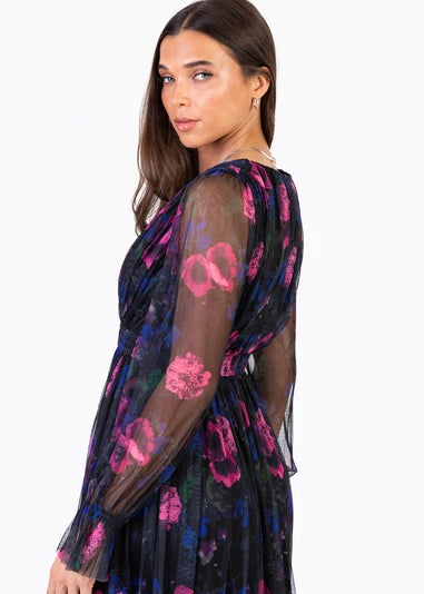Anaya With Love Floral Faux Wrap Long Sleeve Midaxi Dress