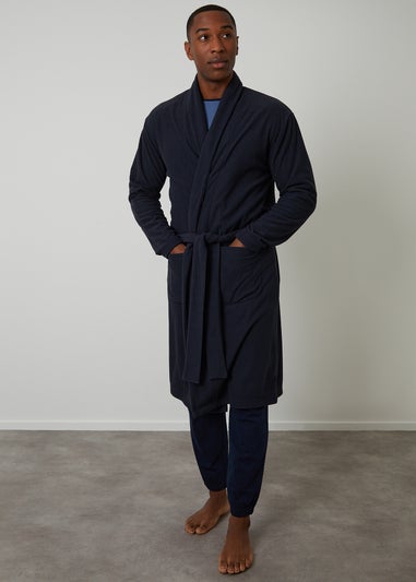 Threadbare Navy Waffle Fleece Dressing Gown
