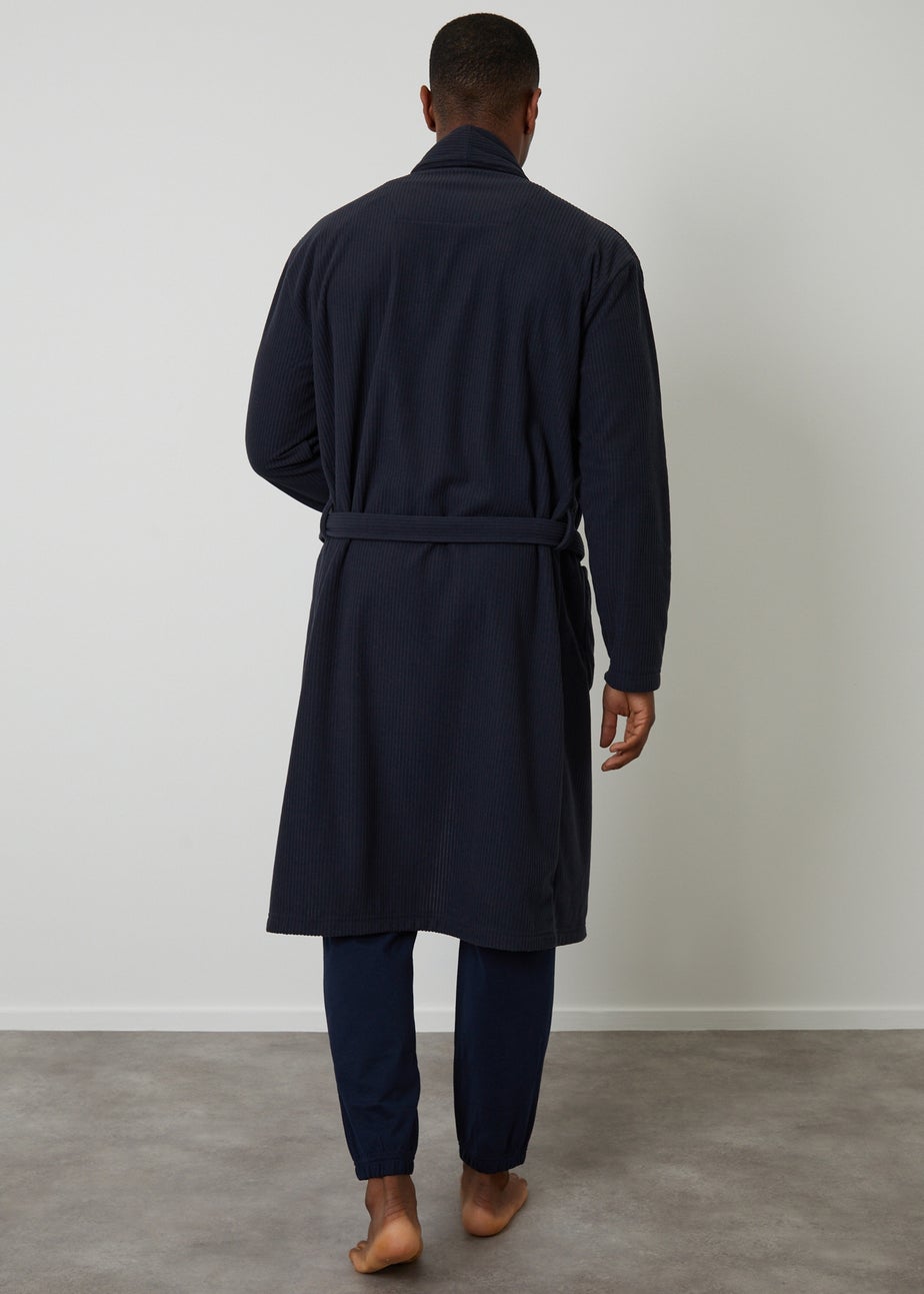 Threadbare Navy Waffle Fleece Dressing Gown