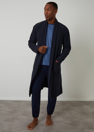 Threadbare Navy Waffle Fleece Dressing Gown