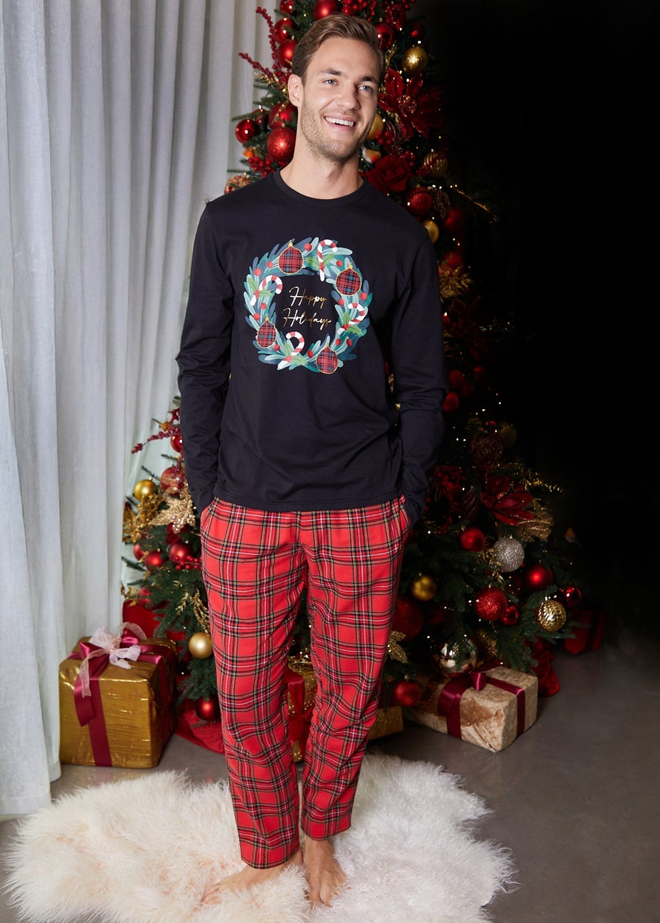 Threadbare Red Christmas Wreath Long Pyjamas