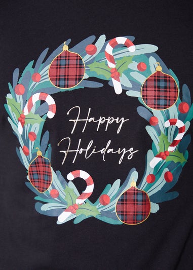 Threadbare Red Christmas Wreath Long Pyjamas