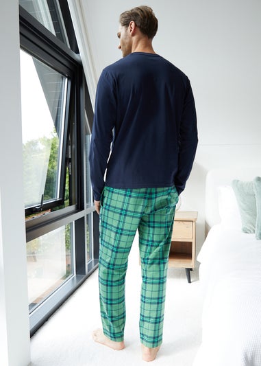 Threadbare Navy Christmas Tree Graphic Print Long Pyjamas