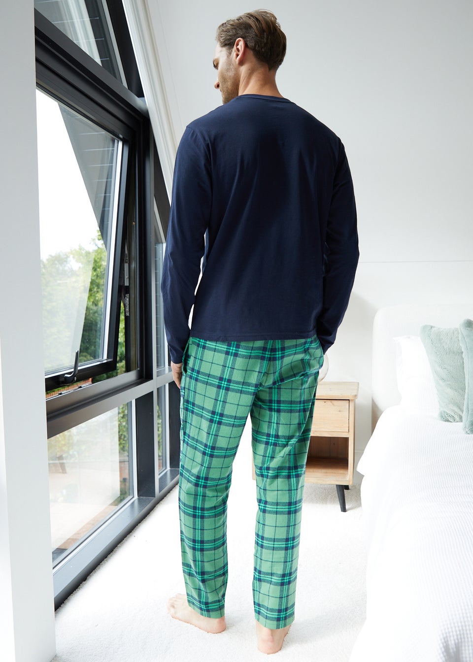 Threadbare Navy Christmas Tree Graphic Print Long Pyjamas