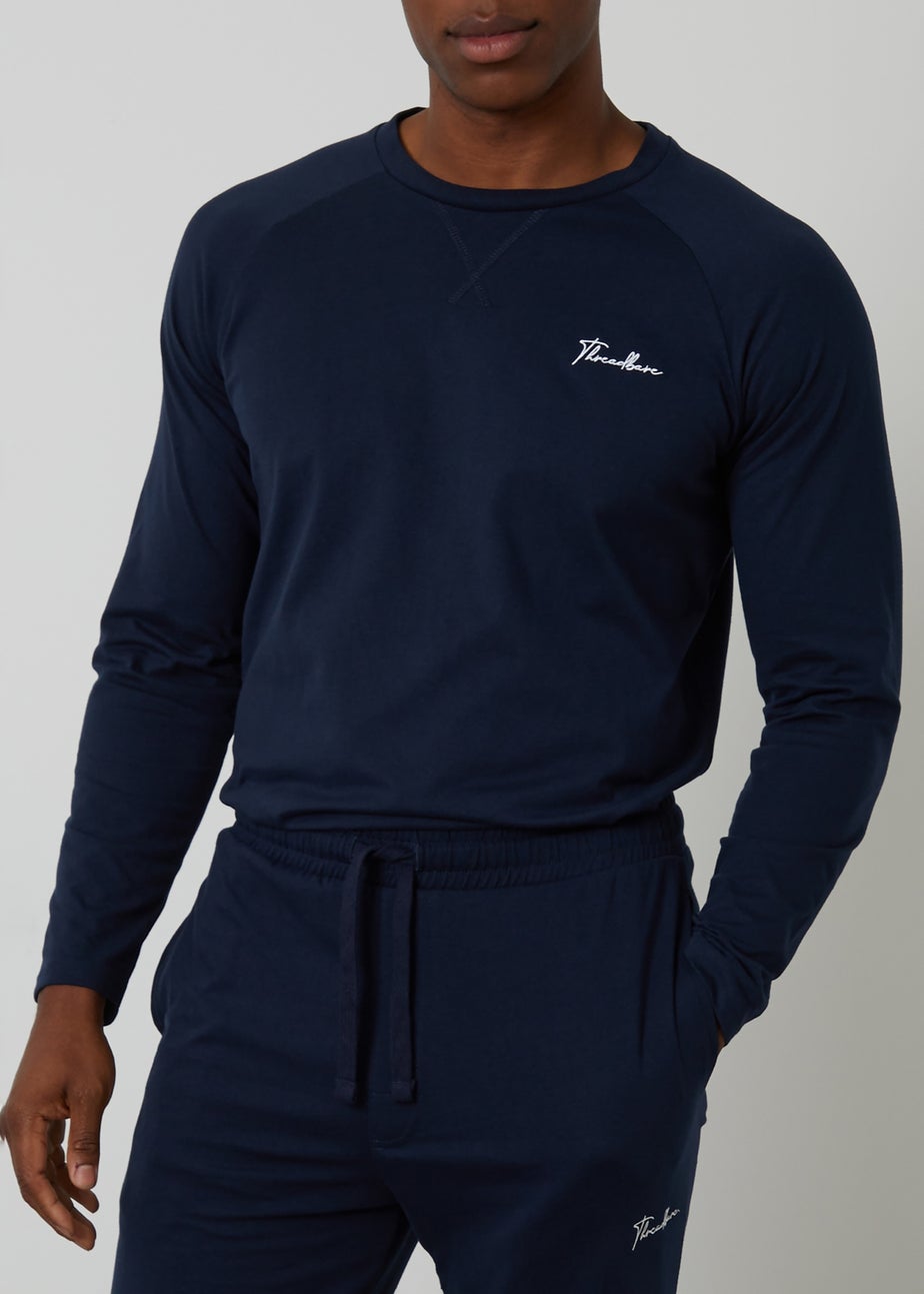Threadbare Navy Sweatshirt & Jogger Lounge Set