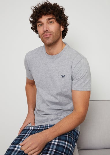 Threadbare Navy 2-Pack Short Sleeve Top & Check Pants Pyjama Sets