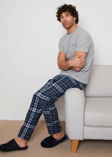 Threadbare Navy 2-Pack Short Sleeve Top & Check Pants Pyjama Sets