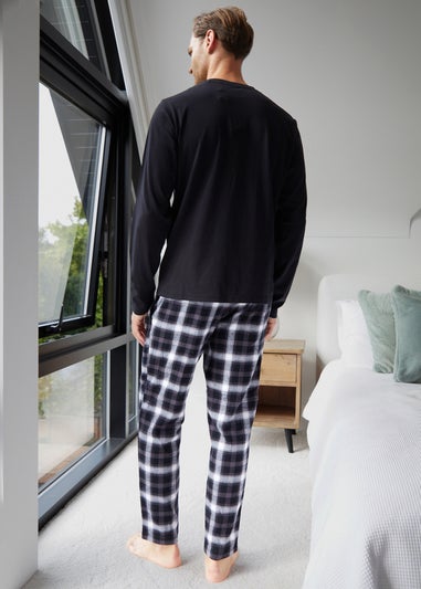 Threadbare Black Christmas Slogan Graphic Long Pyjamas