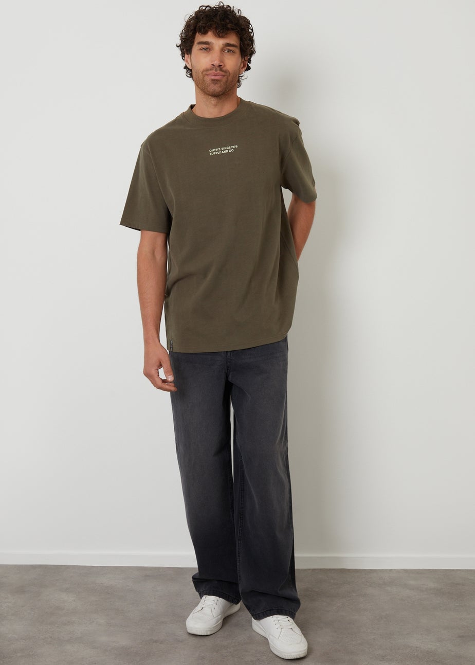 Threadbare Khaki Streetwear Graphic Print Relaxed Fit T-Shirt
