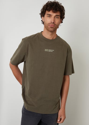 Threadbare Khaki Streetwear Graphic Print Relaxed Fit T-Shirt