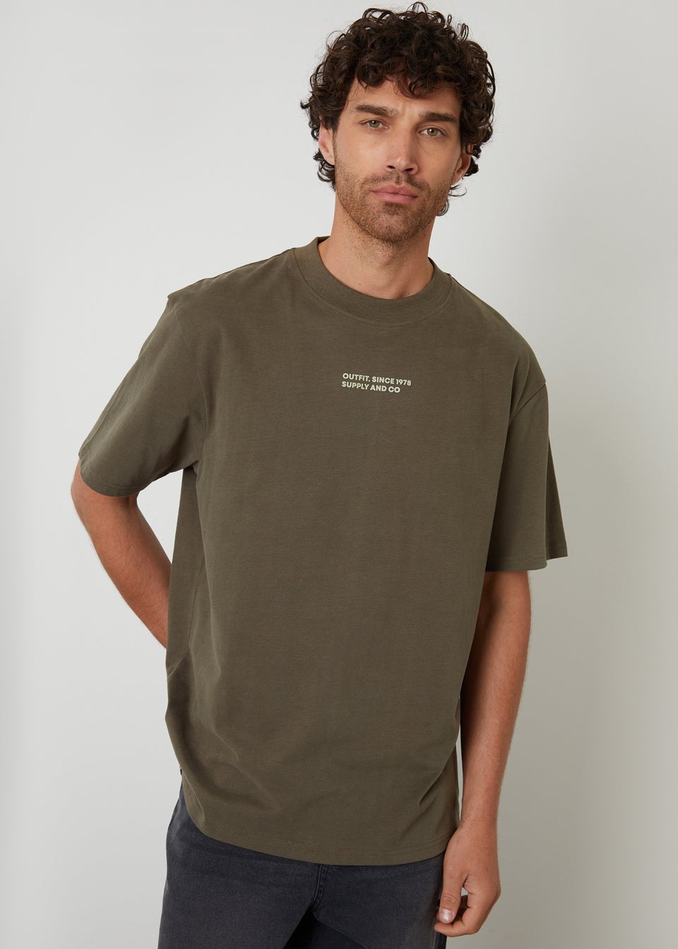 Threadbare Khaki Streetwear Graphic Print Relaxed Fit T-Shirt