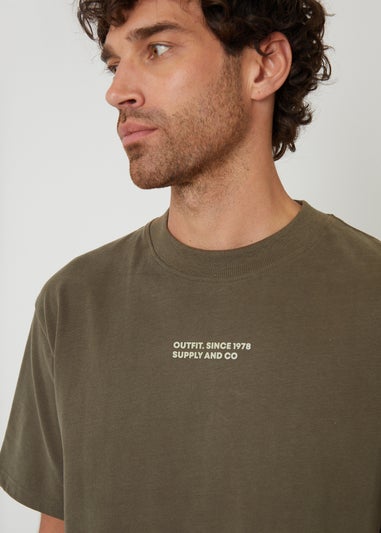 Threadbare Khaki Streetwear Graphic Print Relaxed Fit T-Shirt