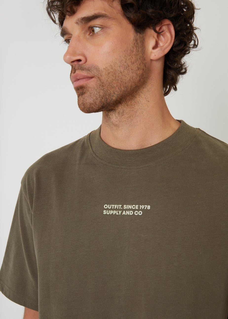 Threadbare Khaki Streetwear Graphic Print Relaxed Fit T-Shirt