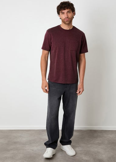 Threadbare Burgundy Short Sleeve Marl T-Shirt