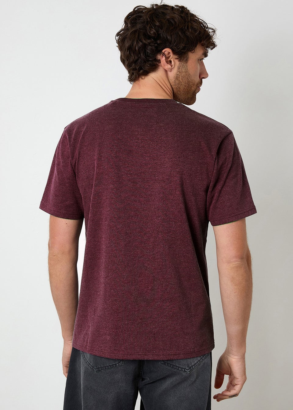 Threadbare Burgundy Short Sleeve Marl T-Shirt