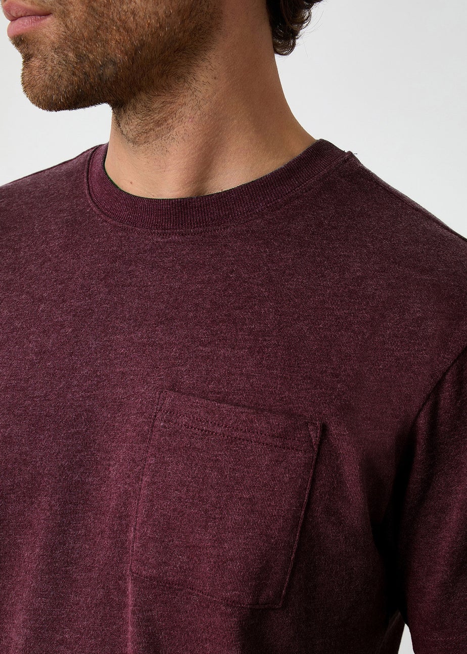 Threadbare Burgundy Short Sleeve Marl T-Shirt