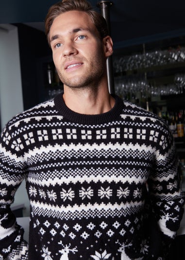 Threadbare Black Christmas Fairisle Knitted Jumper