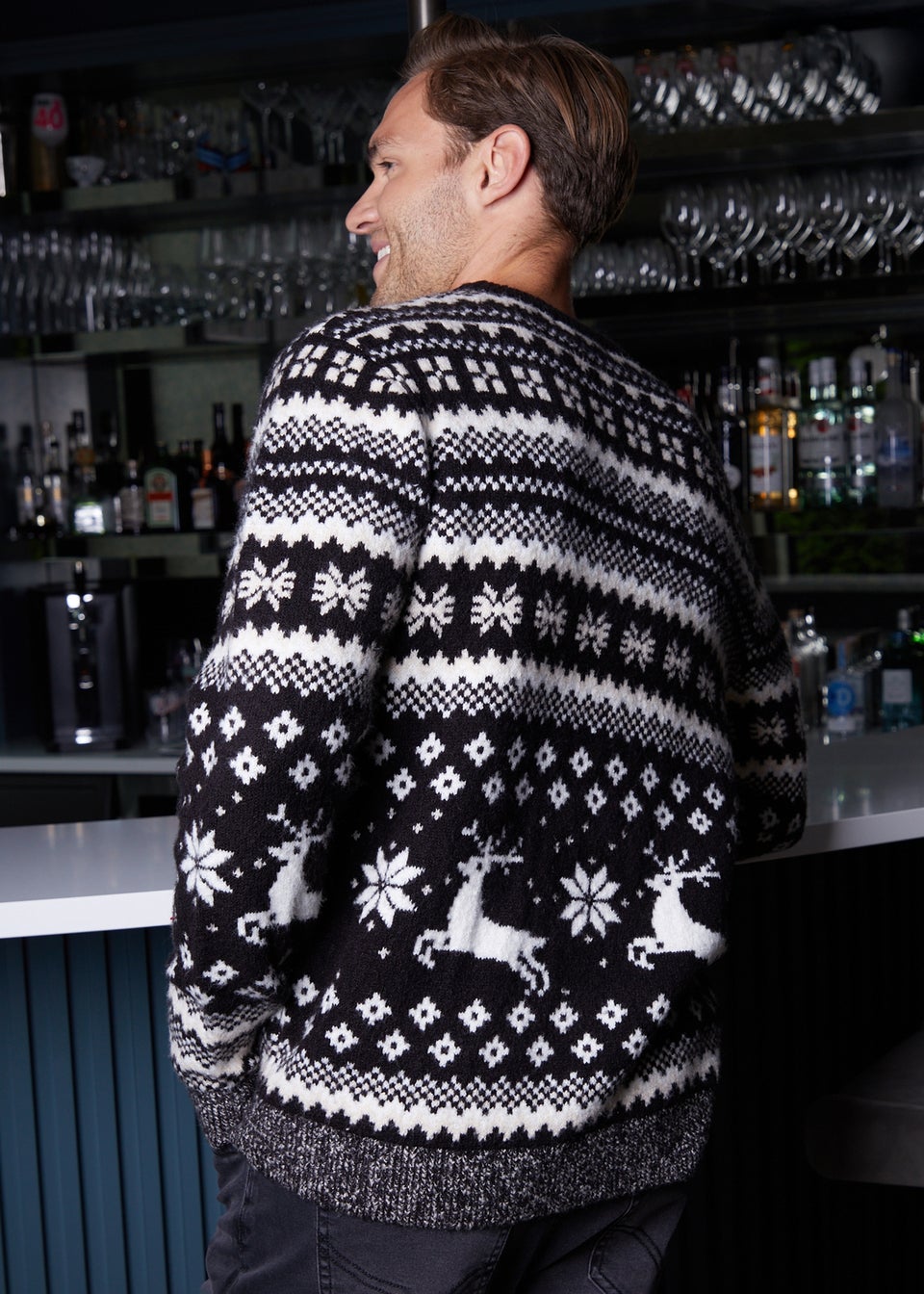 Threadbare Black Christmas Fairisle Knitted Jumper