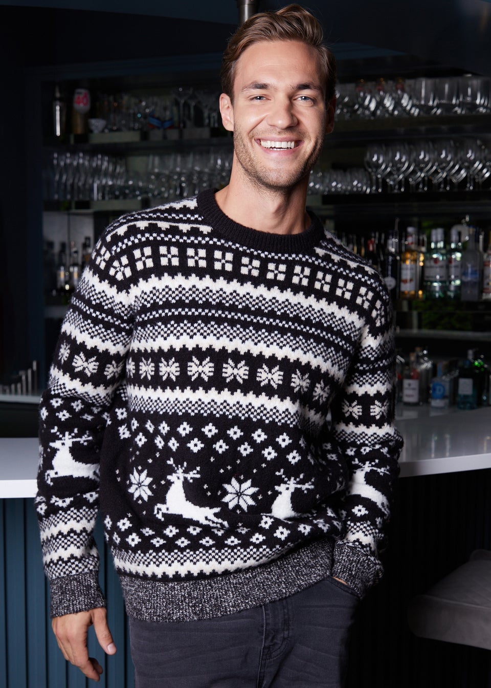 Threadbare Black Christmas Fairisle Knitted Jumper