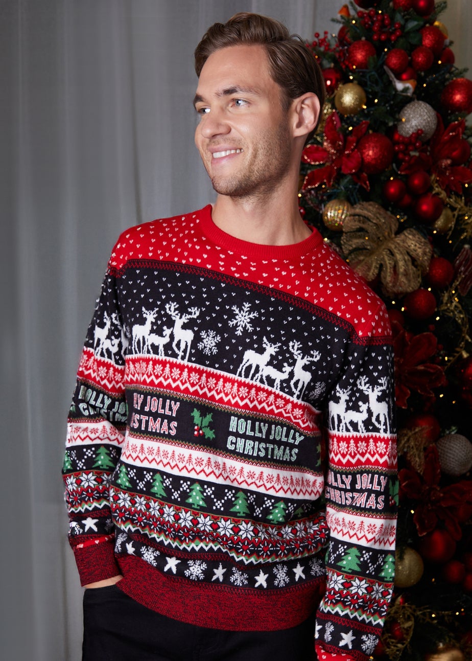 Threadbare Black Christmas Fairisle Knitted Jumper