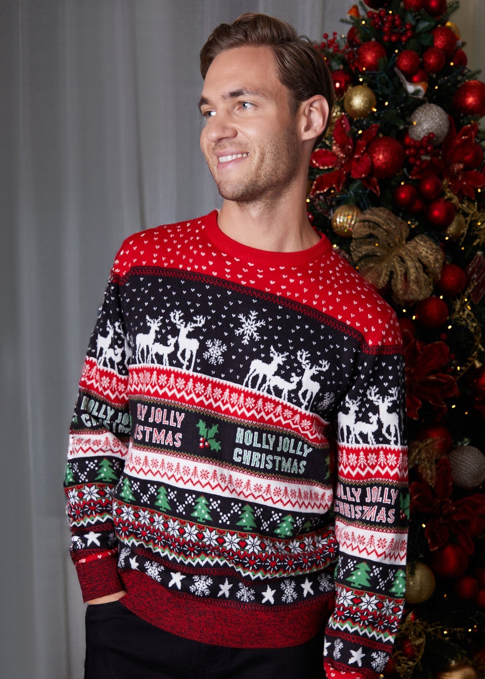 Threadbare Black Christmas Fairisle Knitted Jumper