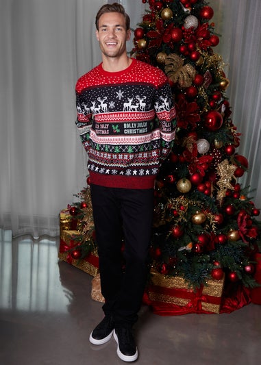 Threadbare Black Christmas Fairisle Knitted Jumper