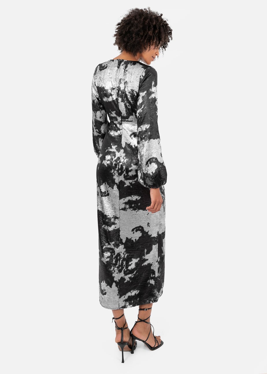 Lovedrobe Long Sleeve Faux Wrap Gathered Midaxi Dress